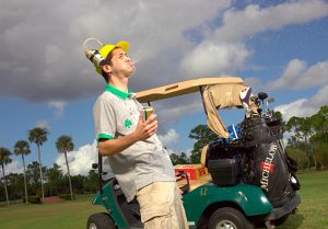 play golf and drink beer