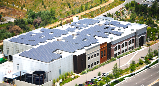solar panels on the roof of stone brewery